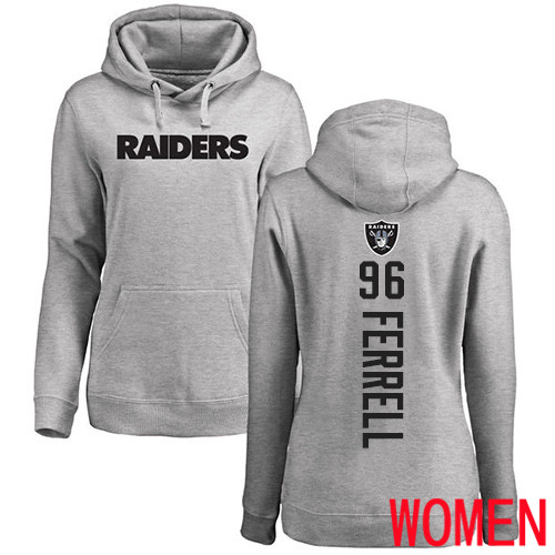 Oakland Raiders Ash Women Clelin Ferrell Backer NFL Football #96 Pullover Hoodie Sweatshirts->women nfl jersey->Women Jersey